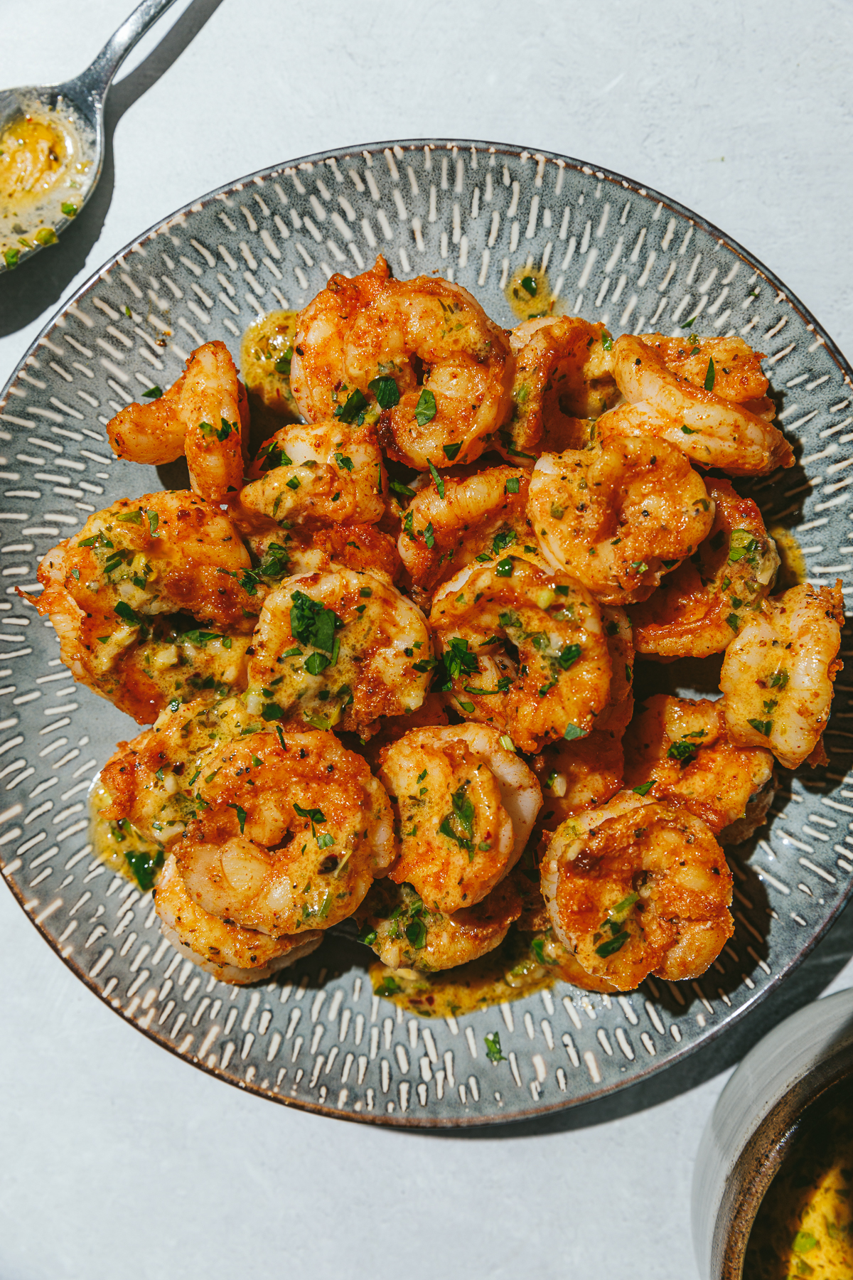 cowboy butter shrimp on a plate