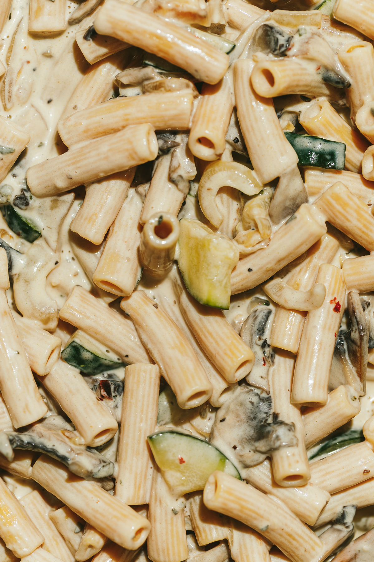 close up of Zucchini Mushroom Pasta