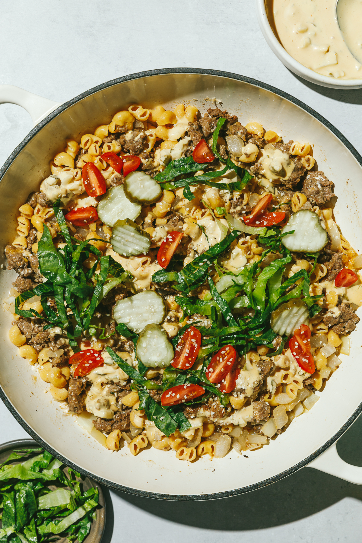 big mac pasta skillet in a bowl