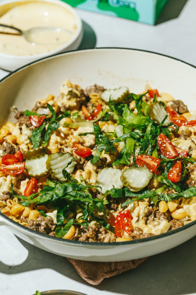 big mac pasta skillet in a bowl