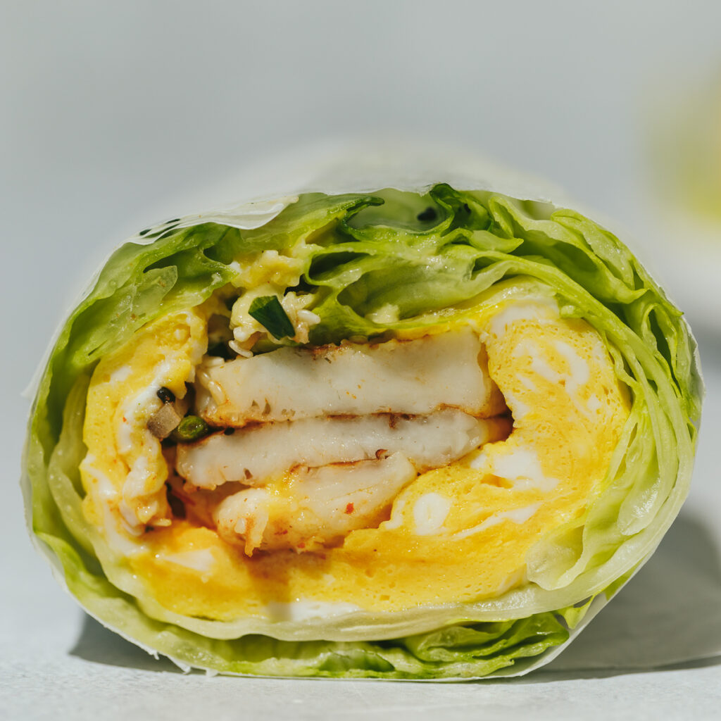 close up of halloumi breakfast wrap