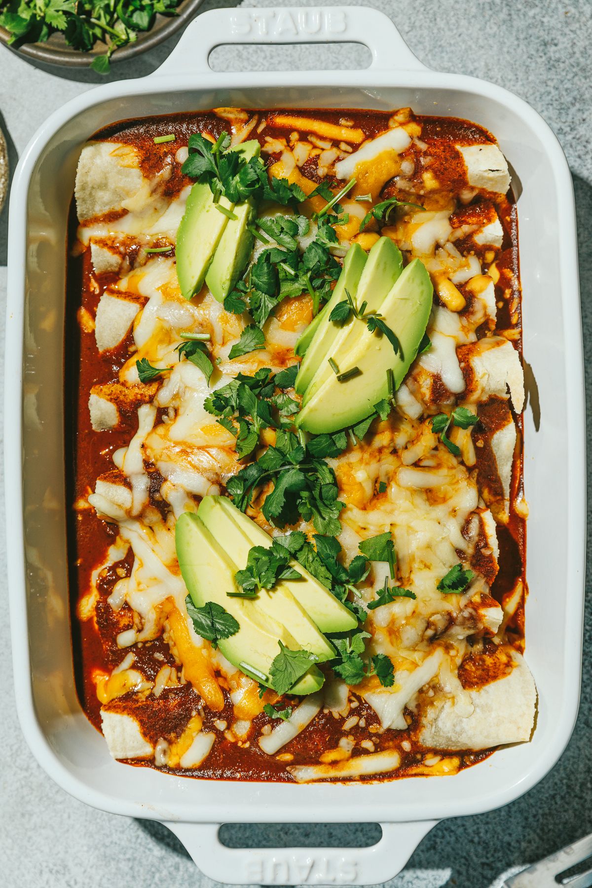 finished ready to serve high protein chicken enchiladas