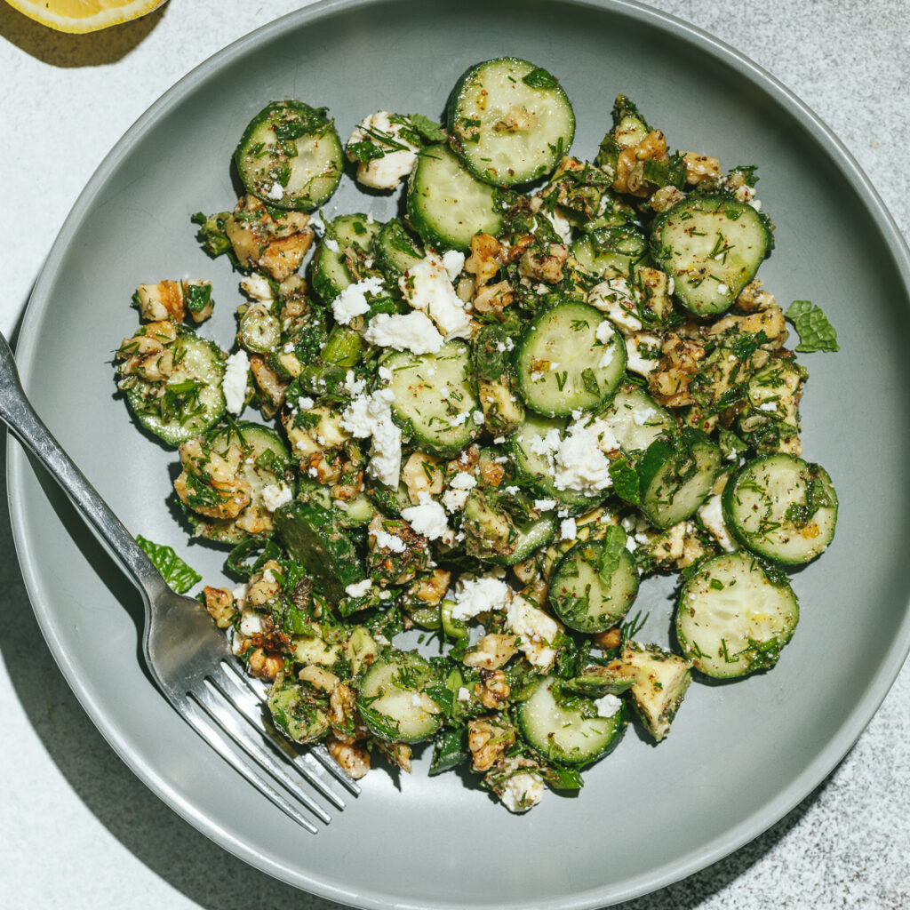 persian cucumber salad on a plate